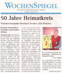 Pressebeitrag '50 Jahre Heimatkreis' WochenSpiegel 08.02.2012